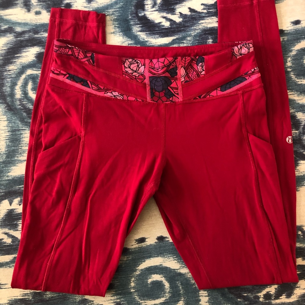 Lululemon Sz 6 Red Full Length Yoga Leggings